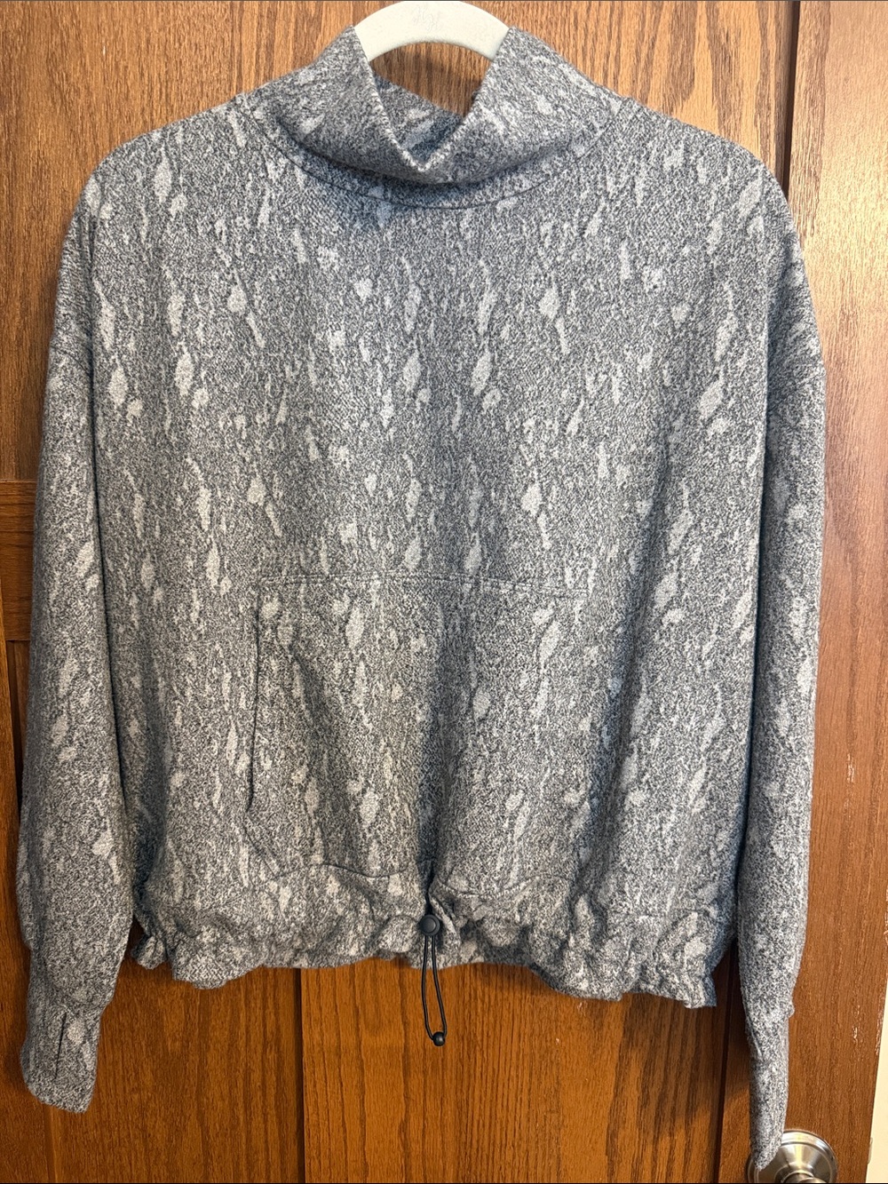 Kyodan Gray Patterned Cowl Neck Pullover Sweater